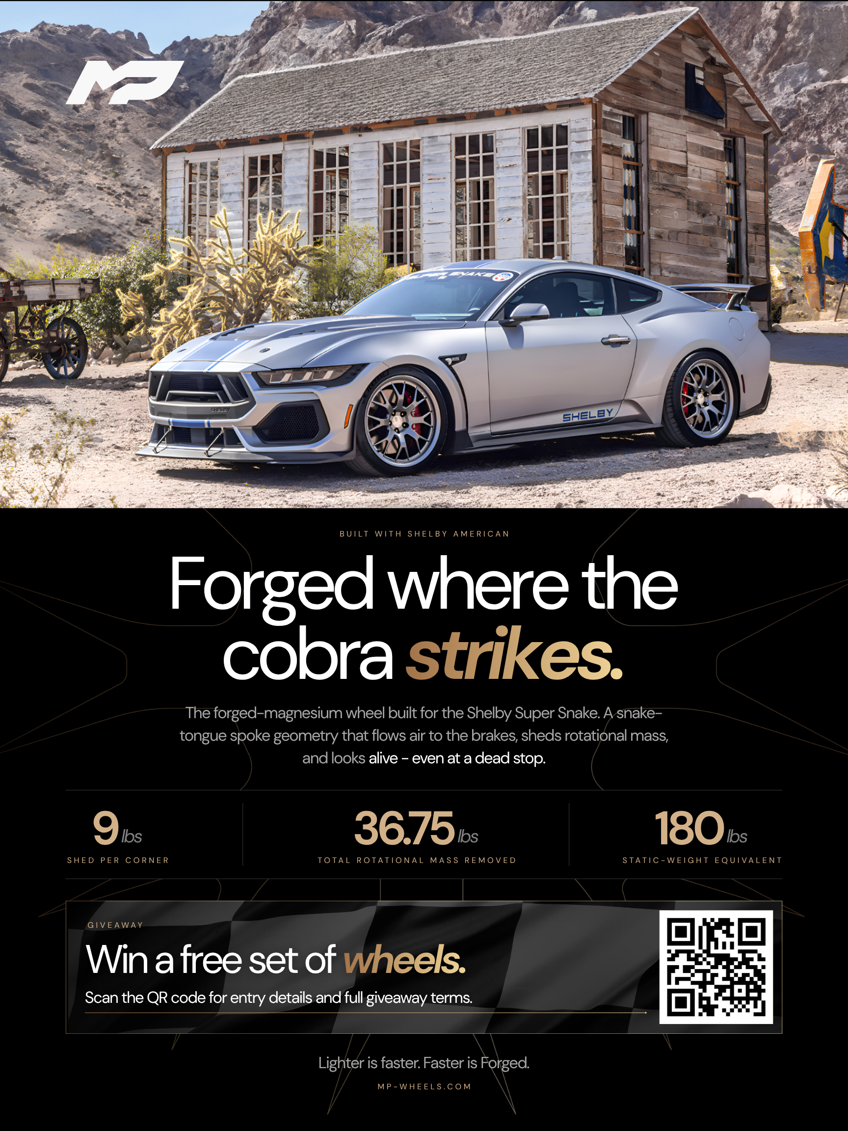 MP Wheels poster — Forged where the cobra strikes