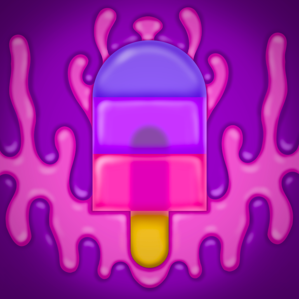 Sweet Goop Front — pink popsicle illustration emerging from purple goop drips
